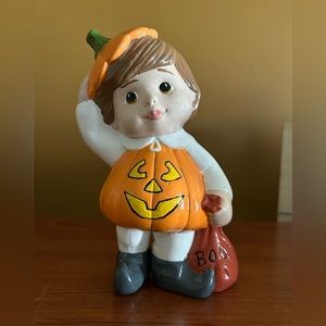7.5” Halloween Pumpkin Boy Figurine / kitchsy decor